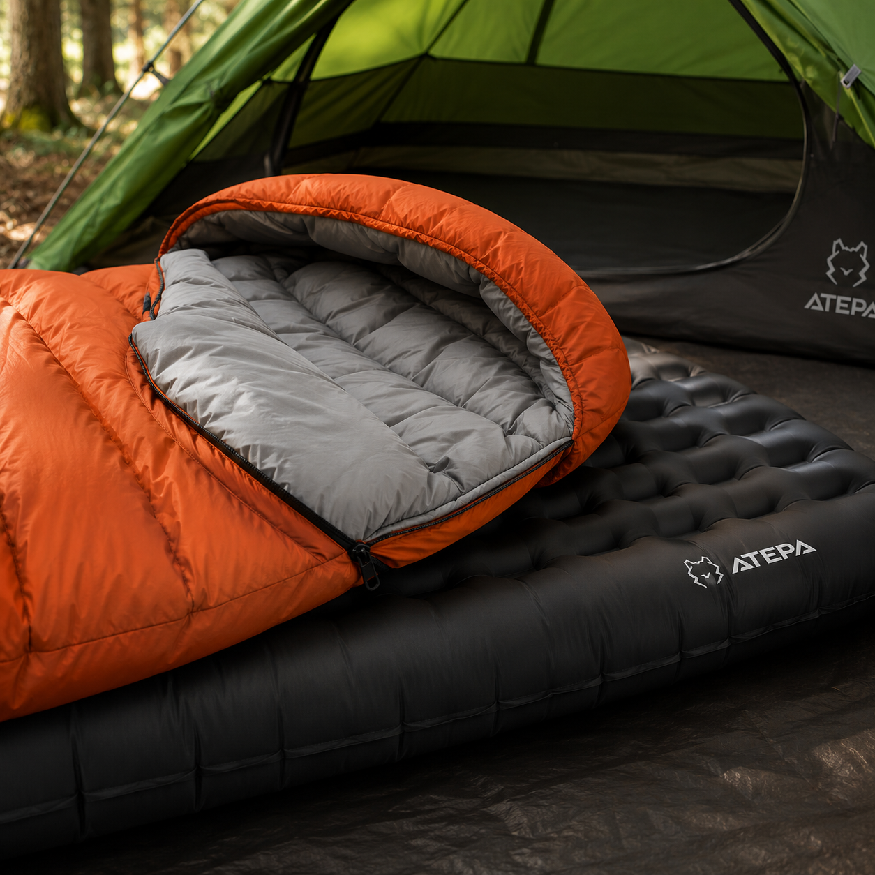 ATEPA 3-Piece Backpacking Camping Bundle – 1-Person Ultralight Tent, 3-in-1 Down Sleeping Bag & R-Value 6.6 Insulated Sleeping Pad
