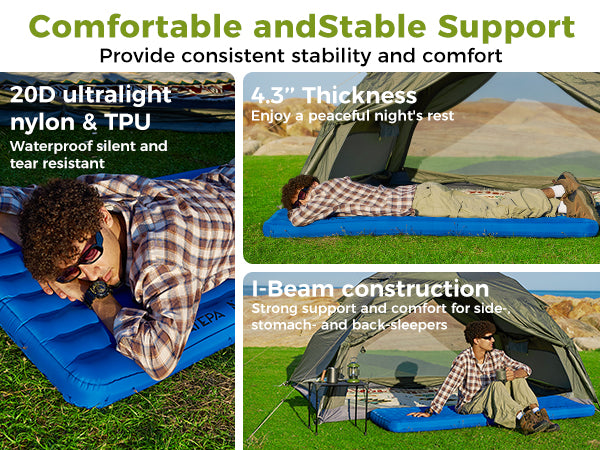 ATEPA All-Season Insulated Sleeping Pad | R-Value 6.6 Comfort