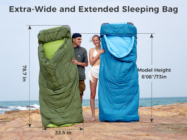 Atepa 3 in 1 Down Backpacking Sleeping Bag 44.6F to 10.4F Orange