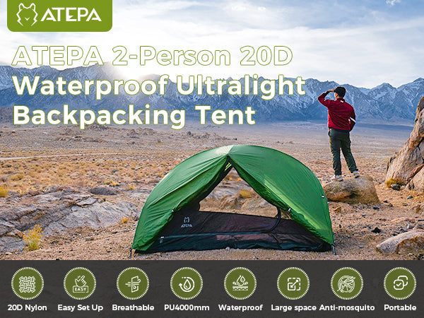 Atepa 2 Person Ultralight Backpacking Tent 3 Season Waterproof