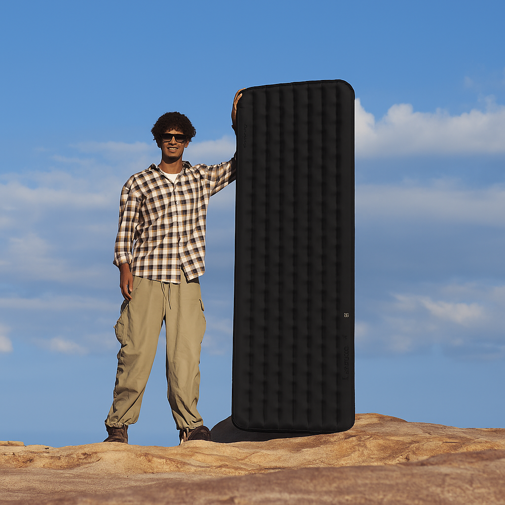 Black Ultralight Sleeping Pad with Comfortable Design