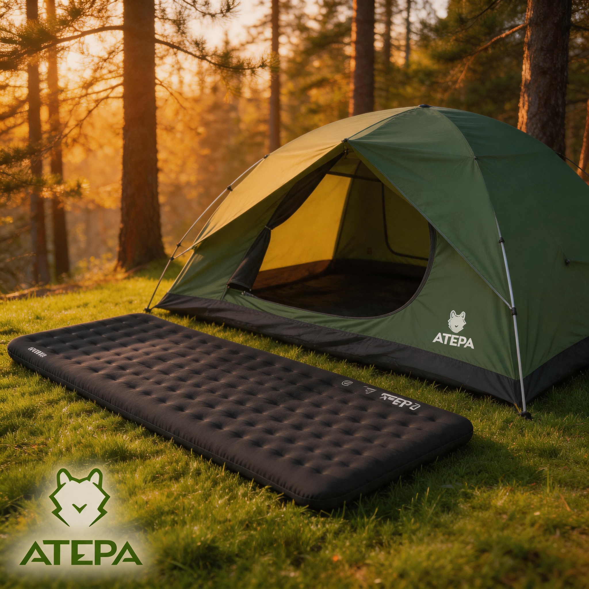 ATEPA 2-Piece Backpacking Camping Bundle – 1-Person Ultralight Tent & R-Value 6.6 Insulated Sleeping Pad