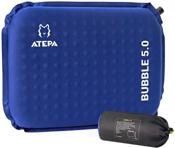 ATEPA【2-Pack Self-Inflating Insulated Seat Cushion for Stadium, Pressure Relief, Bleacher, Sports, Camping, Air Plane Ride, Travel, Lumbar Support, with Carrying Bag, 5CM Thick 
